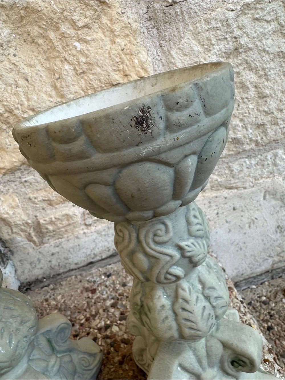 Ornate Pair of Decorative Candle Holders in Pale Seafoam